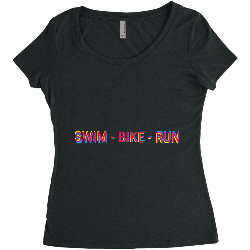 Swim Bike Run, Triathlon Pop Art Women's Triblend Scoop T-shirt by cm-arts | Artistshot