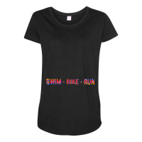 Swim Bike Run, Triathlon Pop Art Maternity Scoop Neck T-shirt | Artistshot