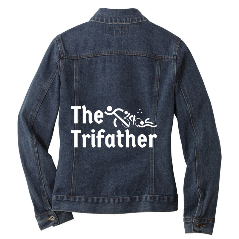 Triathlete Definition   Triathlon Dad  I Support My Fathers Threesome  Ladies Denim Jacket by cm-arts | Artistshot