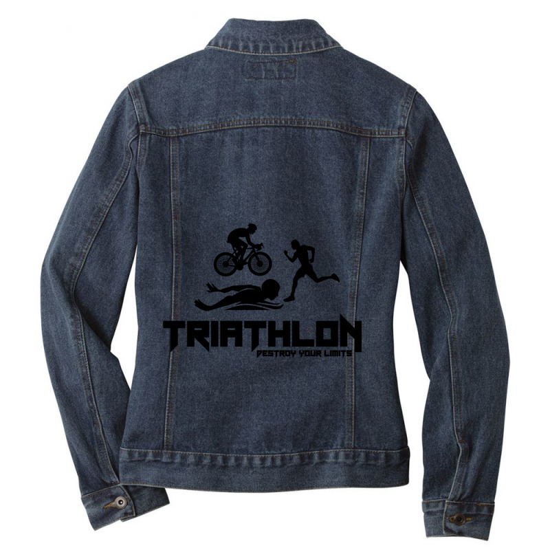 Triathlon Ladies Denim Jacket by cm-arts | Artistshot