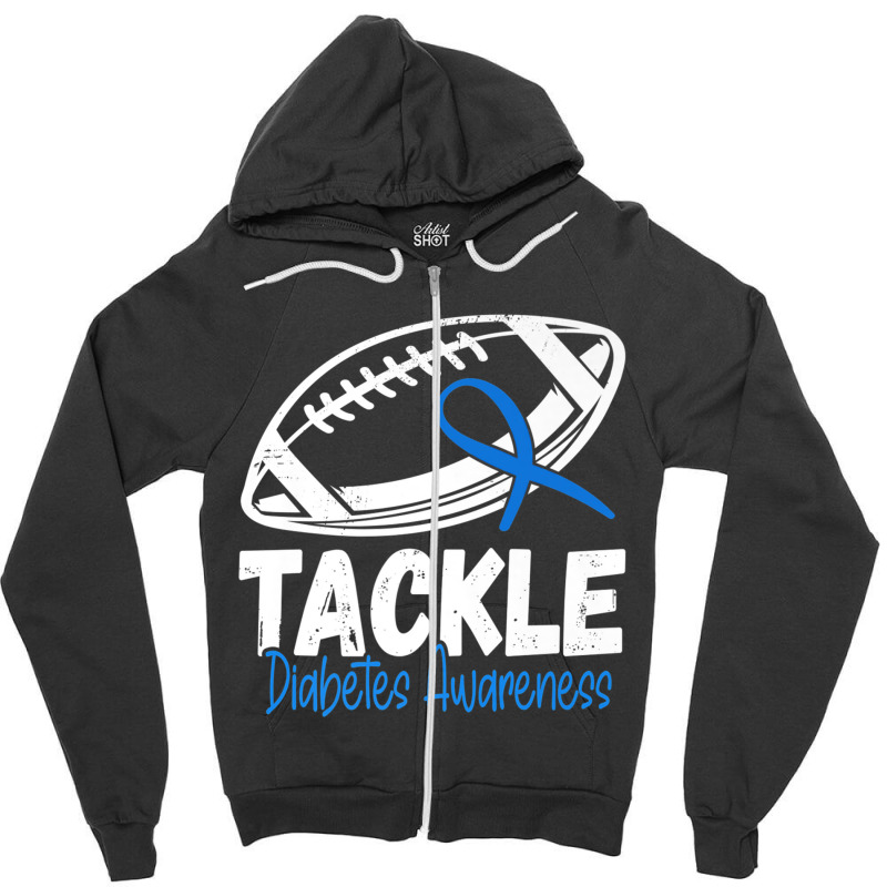 Tackle Diabetic Blue Diabetes Type 1 Awareness Warrior Men Premium T S Zipper Hoodie by cm-arts | Artistshot