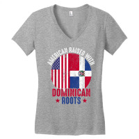 American Raised With Dominican Roots Dominican Republic Flag T Shirt Women's V-neck T-shirt | Artistshot