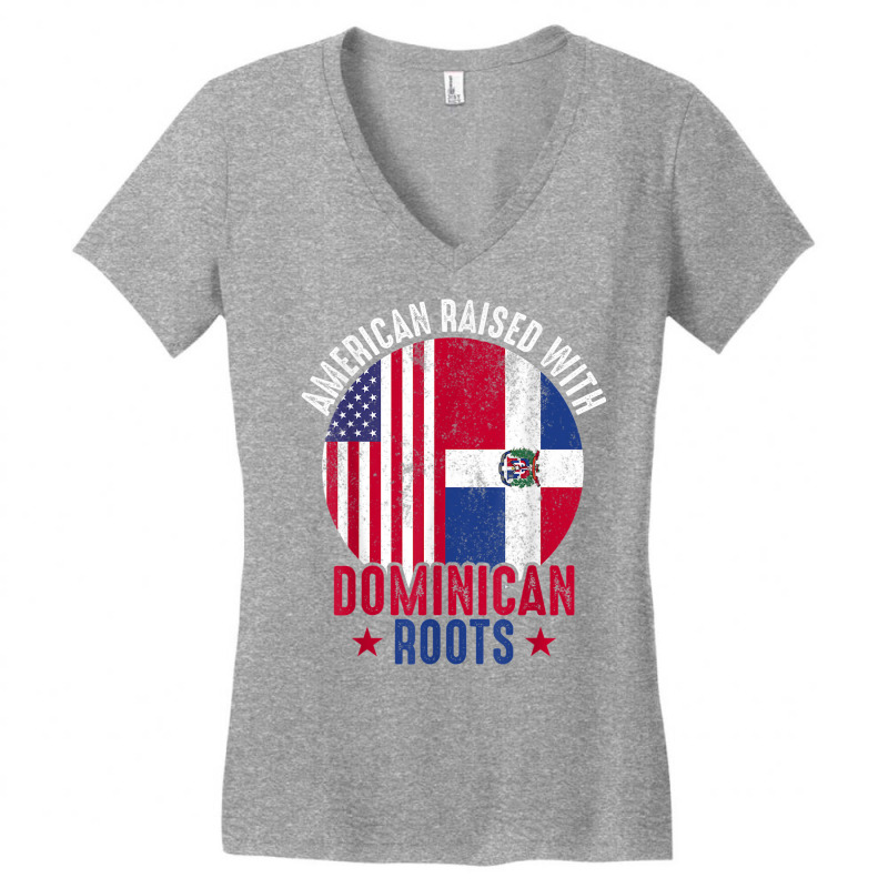 American Raised With Dominican Roots Dominican Republic Flag T Shirt Women's V-Neck T-Shirt by cm-arts | Artistshot