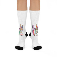 Funny Easter Bunny With Glasses For Women And Rabbit Lover T Shirt Crew Socks | Artistshot