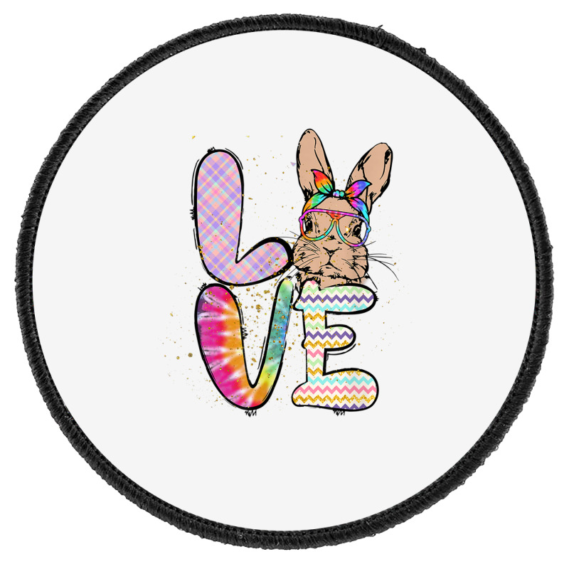 Funny Easter Bunny With Glasses For Women And Rabbit Lover T Shirt Round Patch by cm-arts | Artistshot