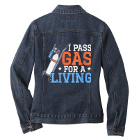 Womens I Pass Gas For A Living Anesthesiologist Doctor Anesthesia V Ne Ladies Denim Jacket | Artistshot