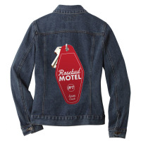 Schitts Creek Rosebud Motel Key Tag For Room 7, Retro Design In Red Ladies Denim Jacket | Artistshot