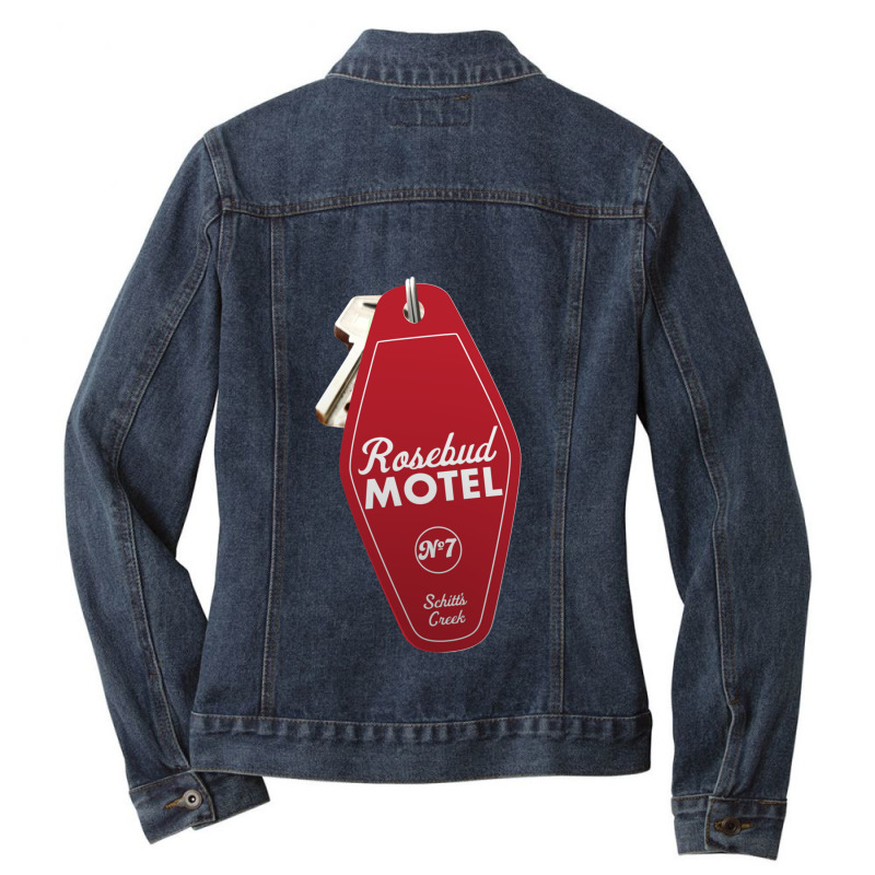 Schitts Creek Rosebud Motel Key Tag For Room 7, Retro Design In Red Ladies Denim Jacket by cm-arts | Artistshot