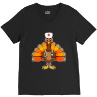 Nurse Turkey Medical Doctor Thanksgiving Dinner Costume Fan V-neck Tee | Artistshot