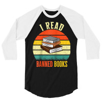 I Read Banned Books Tshirt Bookmark Funny Readers Reading Raglan Baseb 3/4 Sleeve Shirt | Artistshot