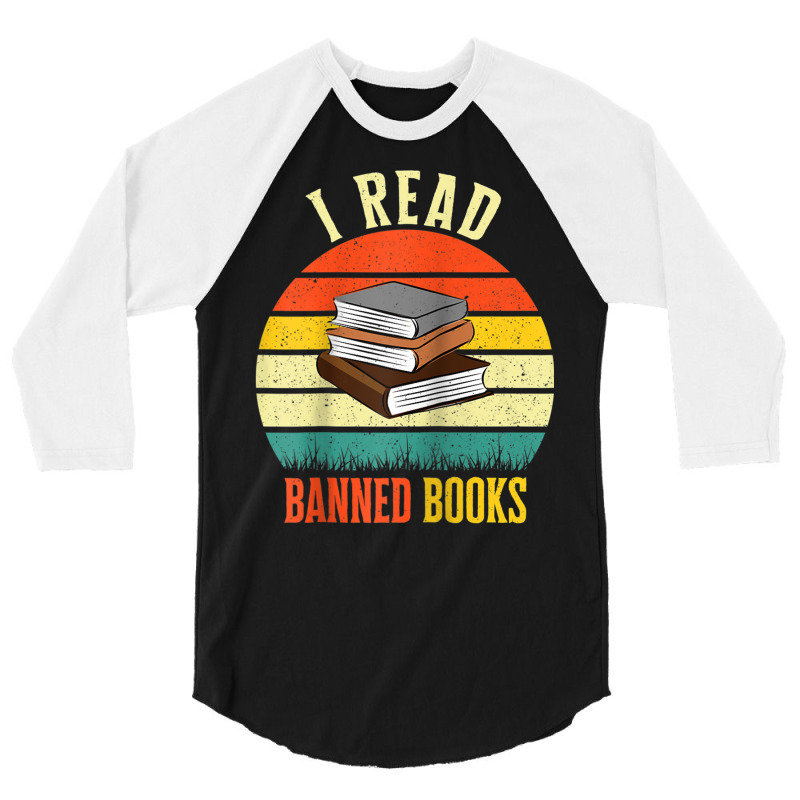 I Read Banned Books Tshirt Bookmark Funny Readers Reading Raglan Baseb 3/4 Sleeve Shirt by cm-arts | Artistshot