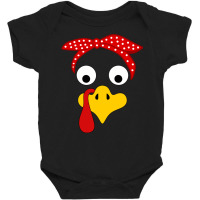 Thanksgiving Turkey Face Red Polka Dots Bandana Headband Fun Long Slee Baby Bodysuit | Artistshot