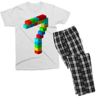 Cute Block Building 7th Birthday Gift 7 Years Old Boys Girls T Shirt Men's T-shirt Pajama Set | Artistshot