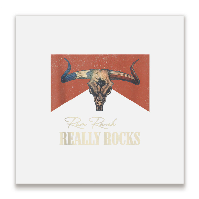 Ram Ranch Really Rocks Vintage Bull Skull Western Country Tank Top Metal Print Square | Artistshot