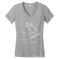 Womens Stand On His Word Bible Christian Bling Rhinestone Tee V Neck T Women's V-neck T-shirt | Artistshot