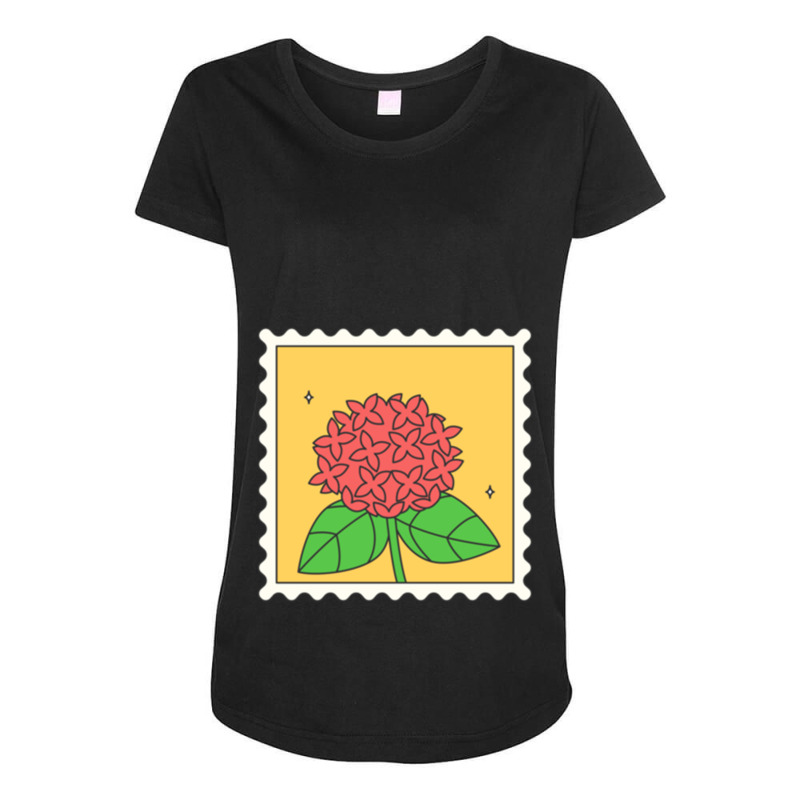 Jungle Geranium Flower Stamp Maternity Scoop Neck T-shirt by cm-arts | Artistshot