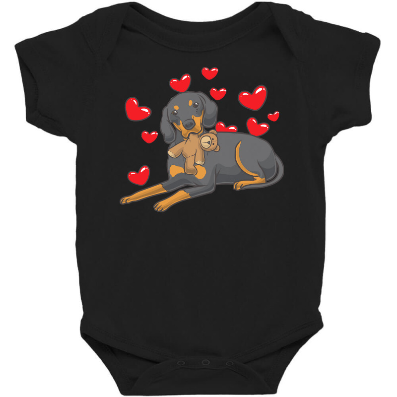 Funny T  Shirt Austrian Black And Tan Hound With Hearts T  Shirt Baby Bodysuit by sengeryasmin | Artistshot