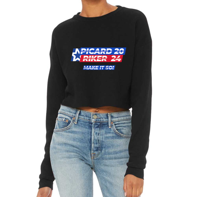 Picard Riker 2024 Make It So Politics Election Parody Funny Raglan Bas Cropped Sweater by cm-arts | Artistshot