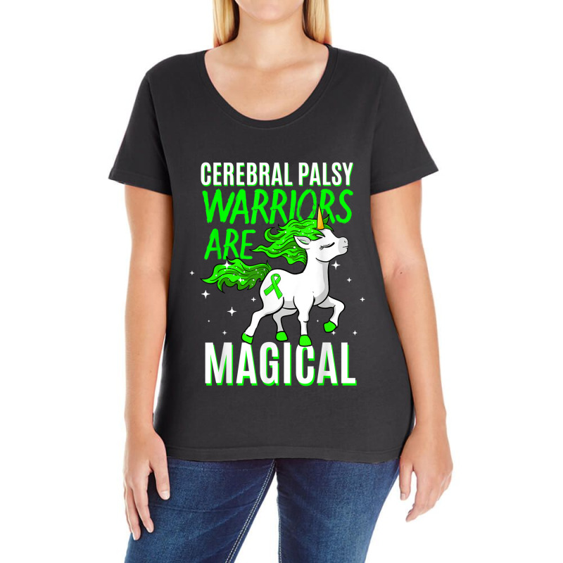 Cerebral Palsy Warrior Magical Unicorn Ataxic Green Ribbon Ladies Curvy T-Shirt by MaraRojas | Artistshot