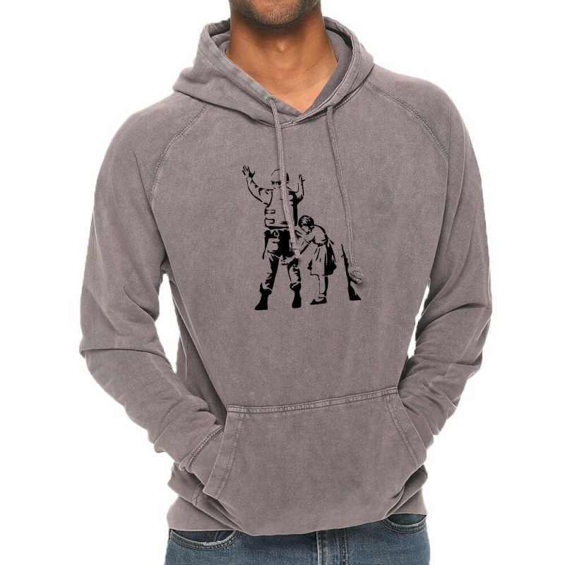 Banksy Girl Searching Soldier Vintage Hoodie | Artistshot