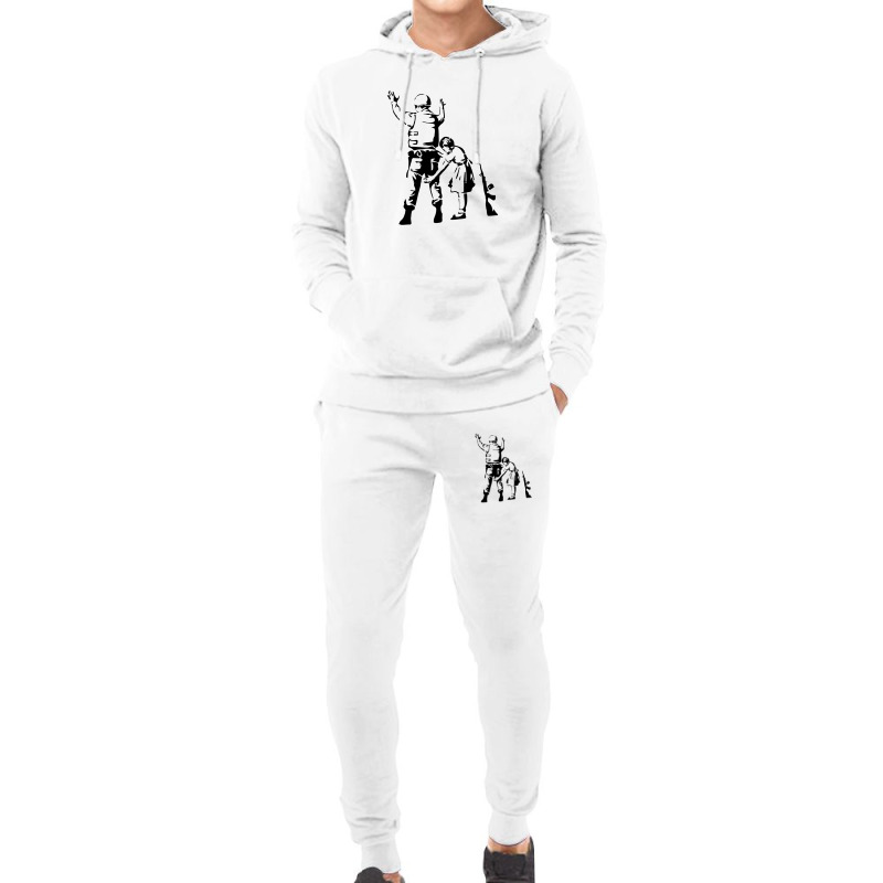 Banksy Girl Searching Soldier Hoodie & Jogger Set | Artistshot