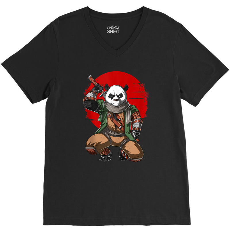 Panda Bear Ninja Samurai Warrior Funny Kung Fu Animal Kids V-Neck Tee by Frank J Mitchell | Artistshot