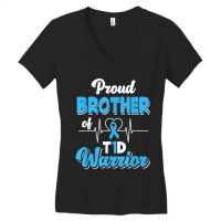 Proud Brother Of A T1d Warrior Diabetic Diabetes Awareness Women's V-neck T-shirt | Artistshot