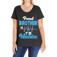 Proud Brother Of A T1d Warrior Diabetic Diabetes Awareness Ladies Curvy T-shirt | Artistshot