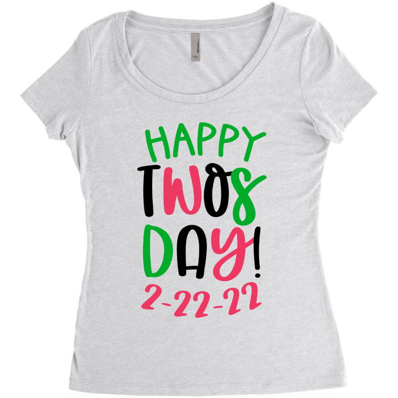 Happy Twosday 2022 Women's Triblend Scoop T-shirt by Bull Tees | Artistshot