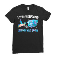 Book Reader Easily Distracted By Unicorn And Books Funny Cute Design F Ladies Fitted T-shirt | Artistshot