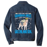 Greenland Dog T  Shirt Greenland Dog With Guardian Angel T  Shirt Men Denim Jacket | Artistshot