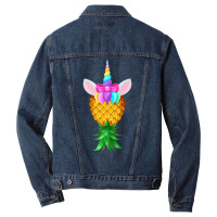 Swinger Upside Down Pineapple Magical Unicorn Rainbow Head Premium T S Men Denim Jacket | Artistshot