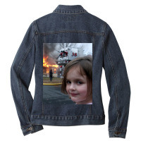 Disaster Girl Meme Ladies Denim Jacket | Artistshot