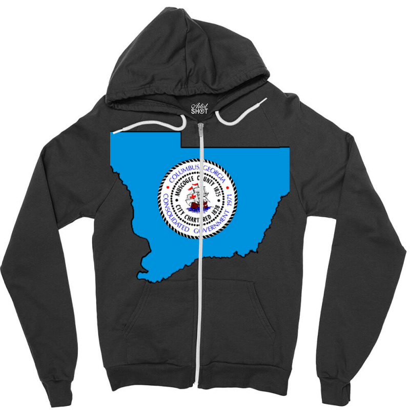 Flag Map Of Columbus Zipper Hoodie | Artistshot