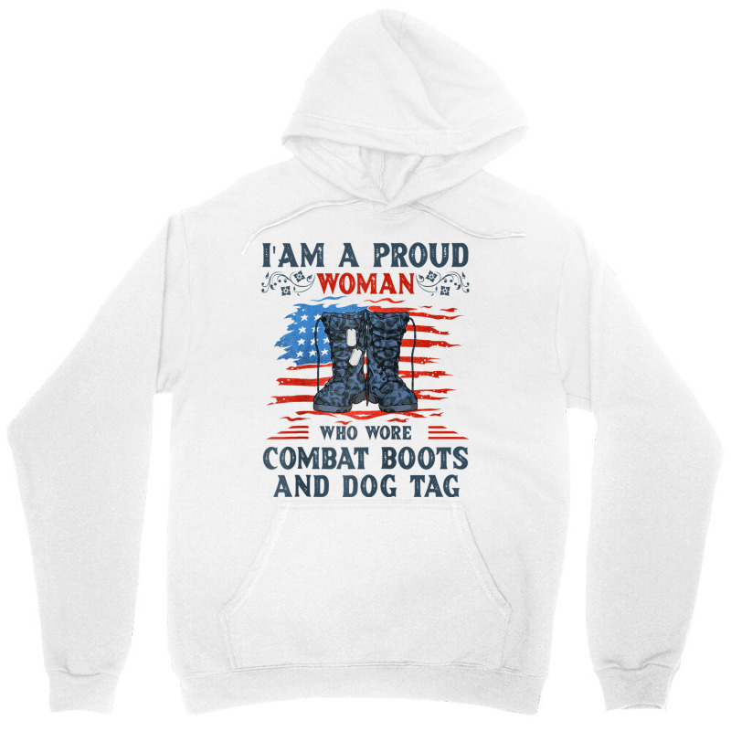 I'm A Proud Woman Who Wore Combat Boots And Dog Tag Veterans Raglan Ba Unisex Hoodie by cm-arts | Artistshot