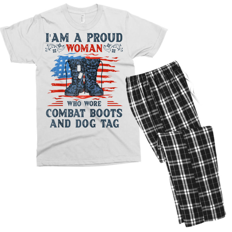 I'm A Proud Woman Who Wore Combat Boots And Dog Tag Veterans Raglan Ba Men's T-shirt Pajama Set by cm-arts | Artistshot