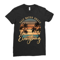 Saltwater Heals Everything Retro Summer Vacation Beach Funny Ladies Fitted T-shirt | Artistshot