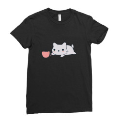 cute coffee loving kitten Ladies Fitted T-Shirt | Artistshot