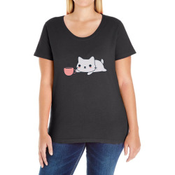 cute coffee loving kitten Ladies Curvy T-Shirt | Artistshot
