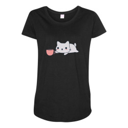 cute coffee loving kitten Maternity Scoop Neck T-shirt | Artistshot
