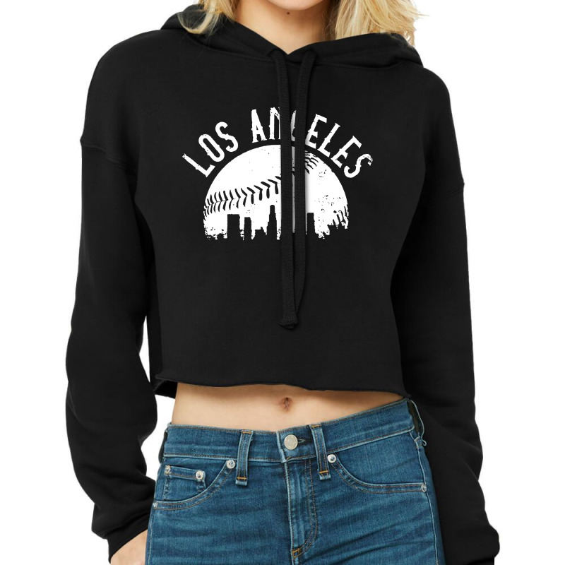 Vintage Los Angeles California Cropped Hoodie by cm-arts | Artistshot