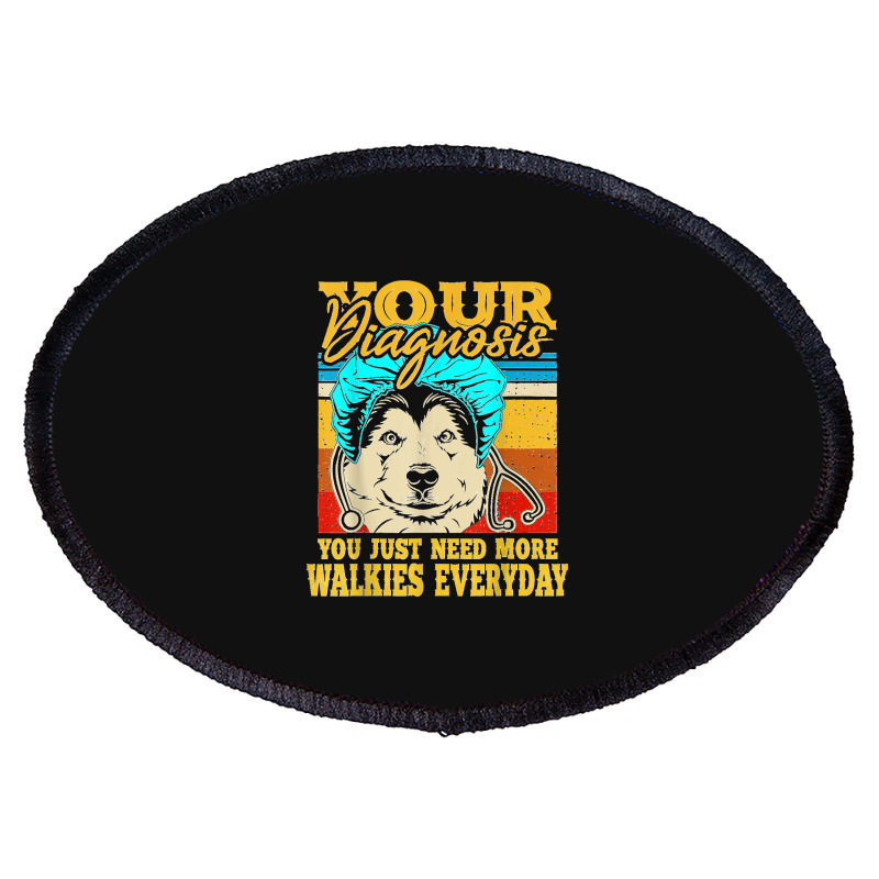 Alaskan Klee Kai Malamute Siberian Husky Dog Walking Humor Oval Patch | Artistshot