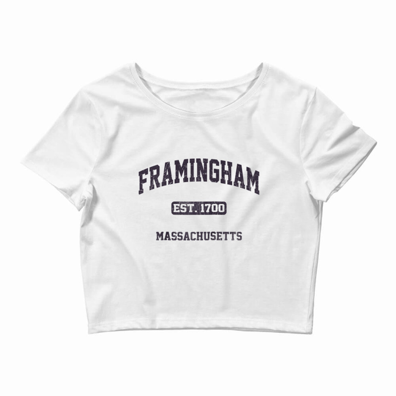 Framingham Massachusetts Ma Vintage State Athletic Style Raglan Baseba Crop Top by cm-arts | Artistshot