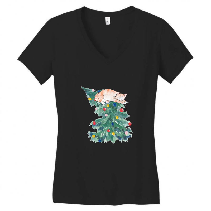 Christmas For People Who Have Cats Women's V-Neck T-Shirt by CarmenMyrick | Artistshot