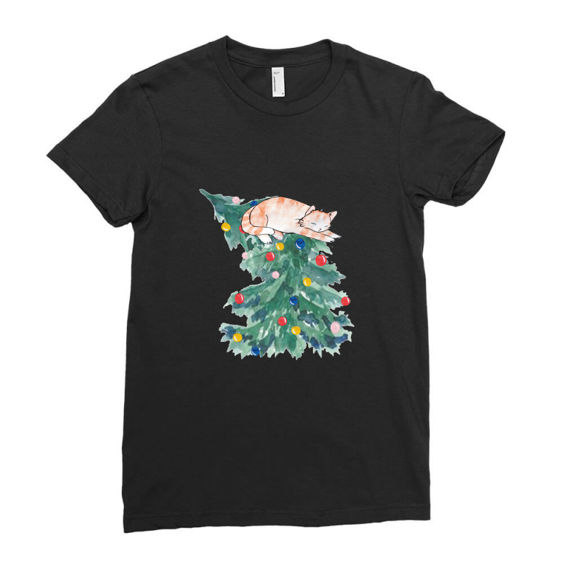 Christmas For People Who Have Cats Ladies Fitted T-Shirt by AndreaSaizon | Artistshot