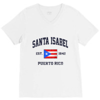 Santa Isabel Puerto Rico Vintage Boricua Flag Athletic Style Raglan Ba V-neck Tee | Artistshot