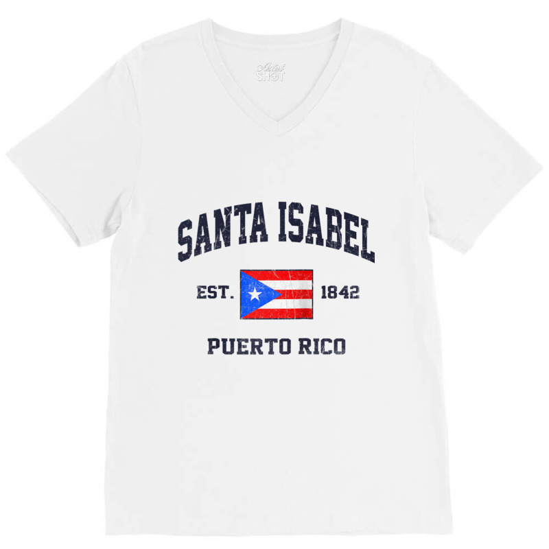 Santa Isabel Puerto Rico Vintage Boricua Flag Athletic Style Raglan Ba V-Neck Tee by cm-arts | Artistshot