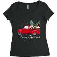 Vintage Wagon Red Truck Christmas Gnome Tree Pajamas Xmas Long Sleeve Women's Triblend Scoop T-shirt | Artistshot