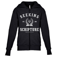 Collegiate Style Seeking Scripture Via Veritas Vita Sweatshirt Youth Zipper Hoodie | Artistshot