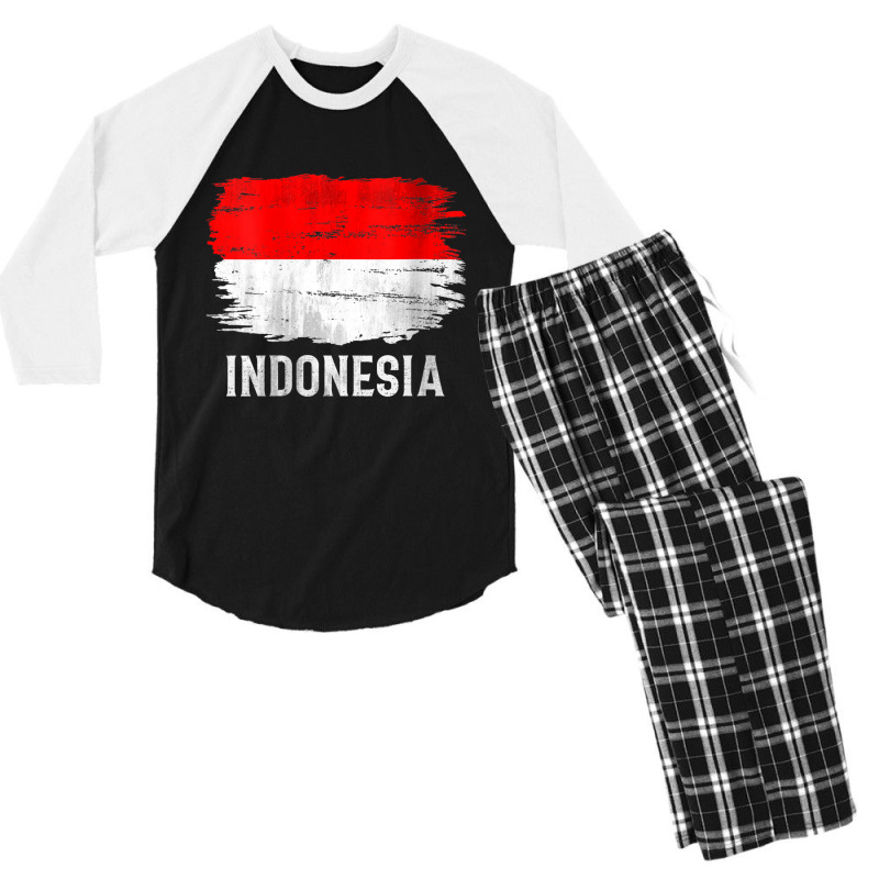 Womens Vintage Indonesia Flag For Indonesian Gift V Neck T Shirt Men's 3/4 Sleeve Pajama Set | Artistshot